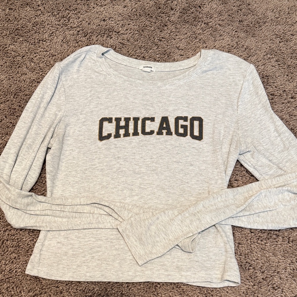 Garage Gray Long Sleeve Baby Tee with 'Chicago' Print